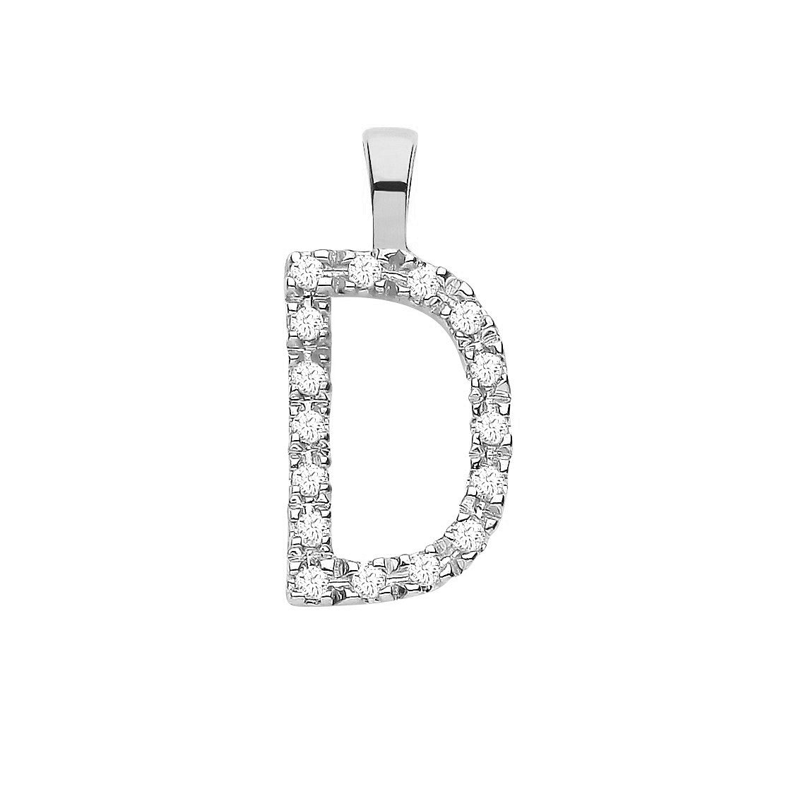 Diamond Initial Pendant - White Gold Letter D