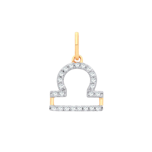 Gold Libra Zodiac Pendant