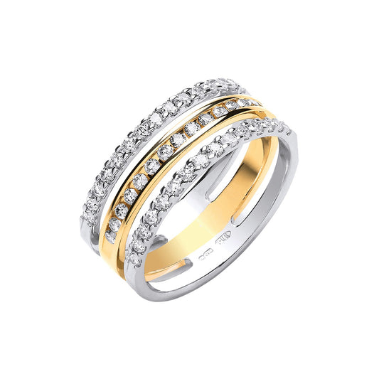 18ct Three Band 0.50ct Diamond Ring