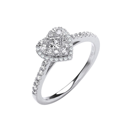 18ct Heart Shaped Dress Ring
